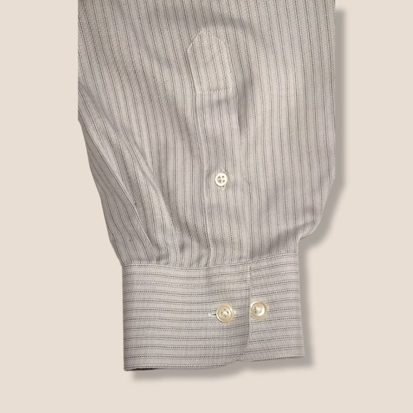 Pronto Uomo blue pinstripe button-down shirt, size 17.5 EUC - Picture 2 of 3